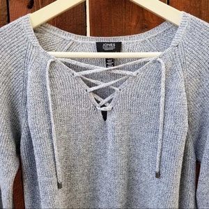 V Neck Lace Up Sweater 💐